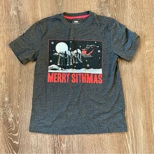 🎯3/$10 Old Navy Kids Merry Sithmas Graphic Tee Star Wars Dark Gray 8